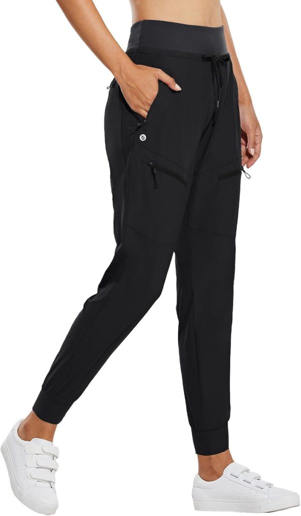 Women Joggers Lightweight Hiking Pants High Waist 5 Zipper Pockets Quick Dry Travel Athletic UPF50+