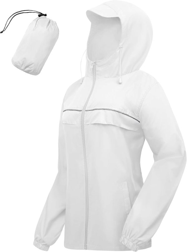 Rain Jacket Women Lightweight Packable Waterproof Raincoat with Hood Windproof Windbreaker for Hiking Running