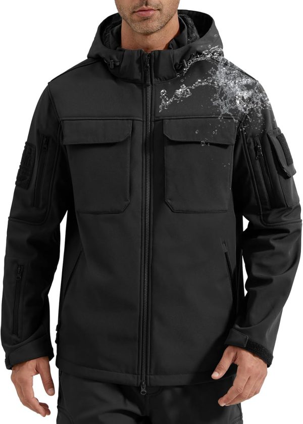 Men's Waterproof Softshell Jacket Fleece Lined Outdoor Jacket Tactical Military Hoodie Windbreaker