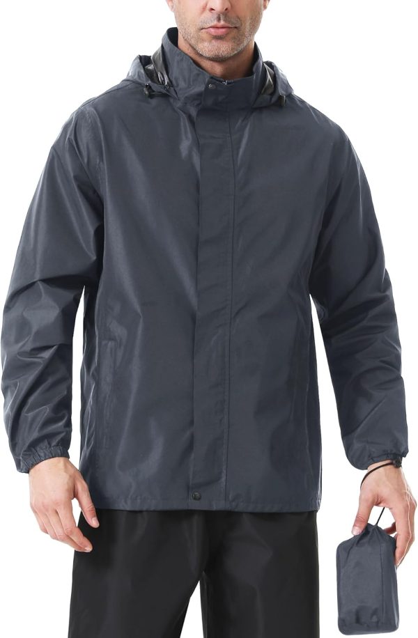 Men's Rain Jacket Lightweight Waterproof Packable Rain Shell Jacket Raincoat with Hood Windbreaker for Cycling, Golf