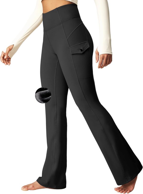 Cargo Pants Women Fleece Lined Leggings Waterproof Hiking Pants Women Thermal Pants Warm Wide Leg Sweatpants Winter