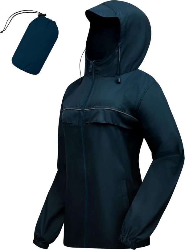 Rain Jacket Women Lightweight Packable Waterproof Raincoat with Hood Windproof Windbreaker for Hiking Running