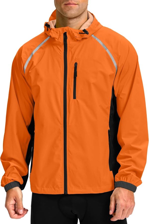 Men's Cycling Rain Jackets Waterproof Running Bike Windbreaker Lightweight Packable Hooded Jacket