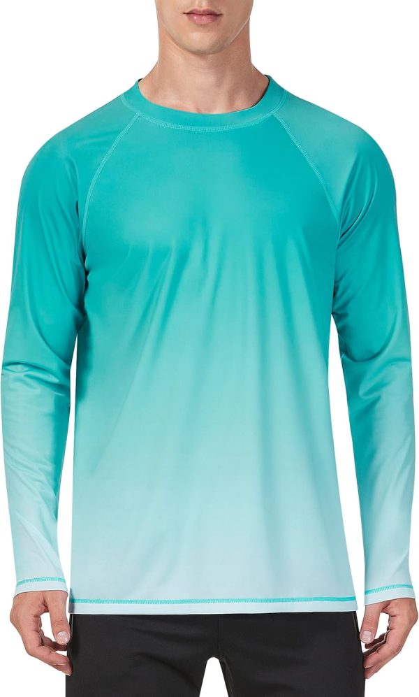 Men Swim Shirts UPF 50+ Rash Guard Long Sleeve Sun UV Protection Beach Shirts Quick Dry Fishing T-Shirt
