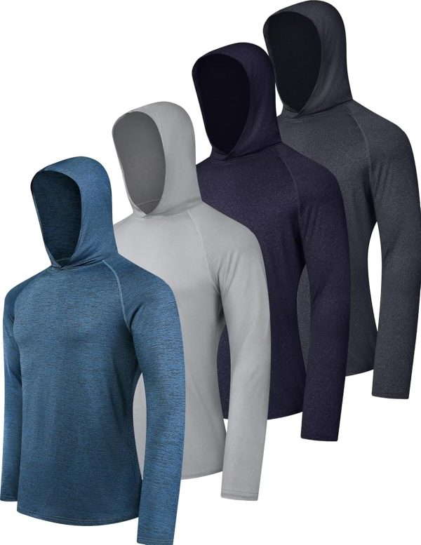Men Athletic Hoodies Long Sleeve Fishing Shirts for Men UPF 50+ SPF UV Sun Protection Shirts Rash Guards