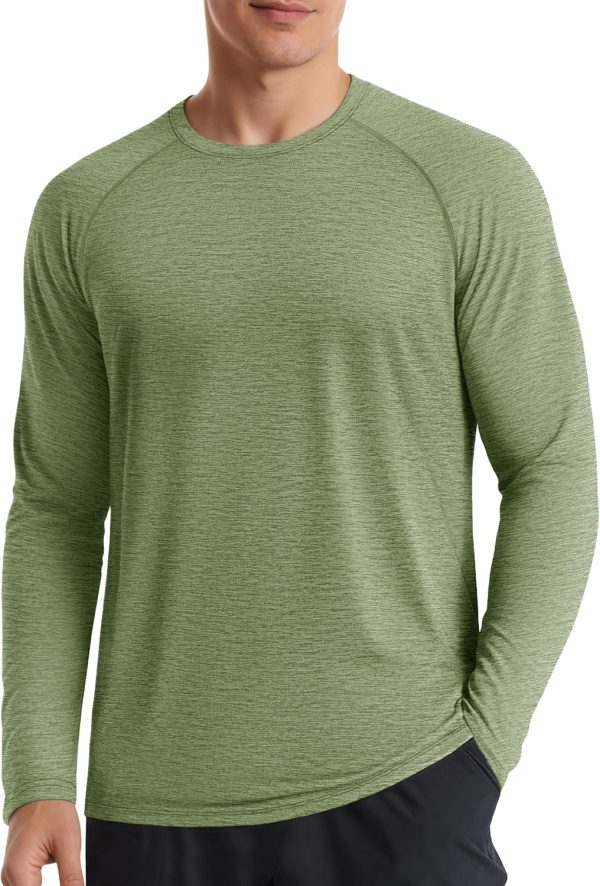 Men Long Sleeve Shirts UPF Quick Dry Sun Protection Shirts Fishing Running Workout Rash Guard