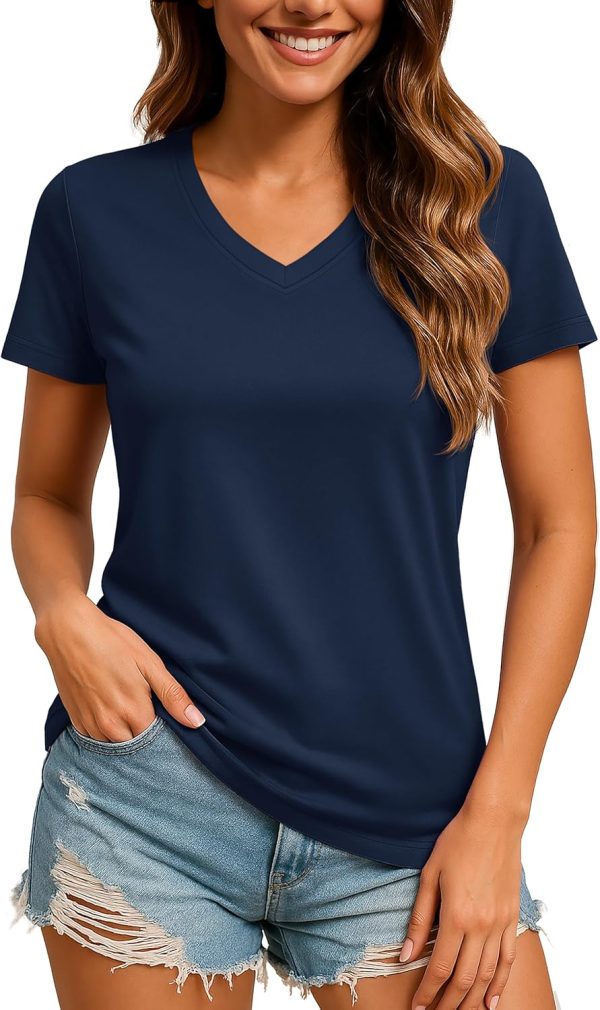 Workout Tops for Women UPF 50+ Sun Protection V-Neck T Shirts Short Sleeve Quick Dry Athletic Running Shirts
