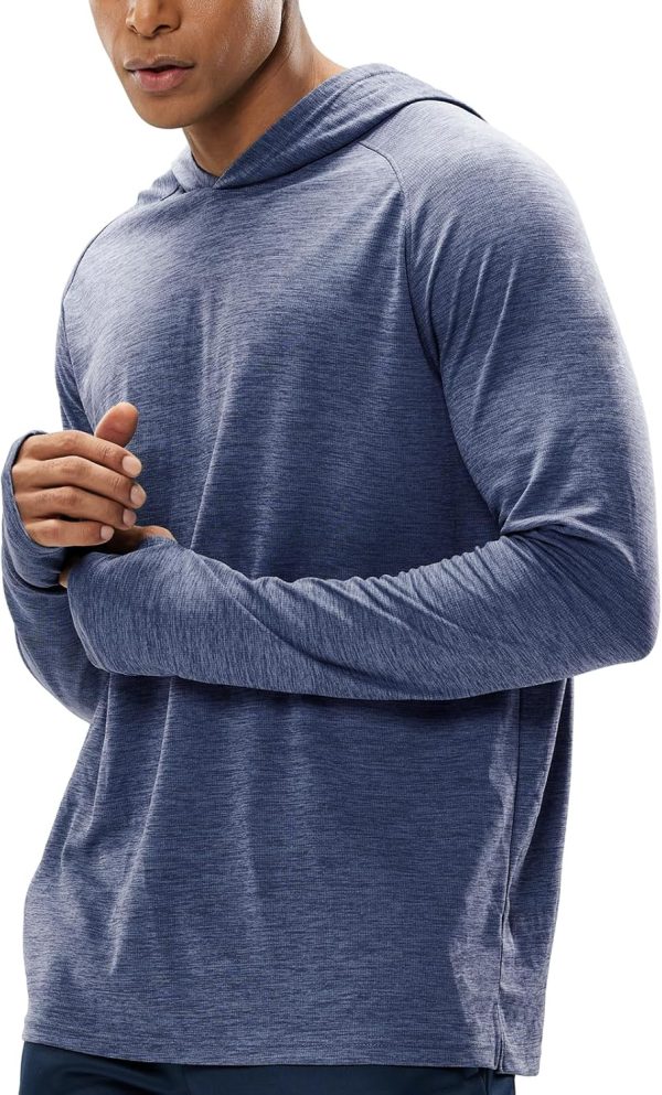 Men UPF 50+ Sun Protection Hoodie Long Sleeve SPF Fishing Hiking Running Thumbhole Shirts Hooded Quick Dry Lightweight